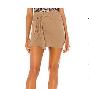 Lovers and Friends Justina Tie mini skirt in mocha, XS, revolve